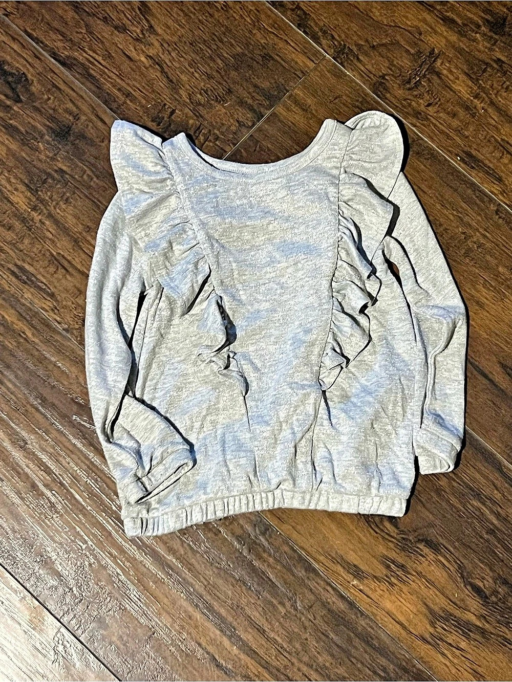 Gray Ruffle Sleeve Sweatshirt